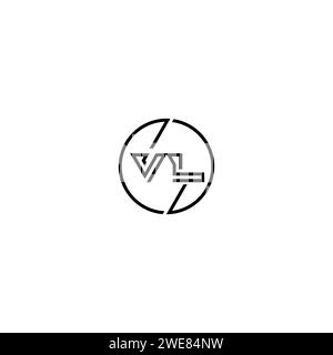 VL simple outline concept logo and circle of initial design black and white background Stock Vector