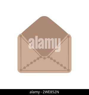Vintage open light brown envelope. Thank you card. Vector illustration in flat style Stock Vector