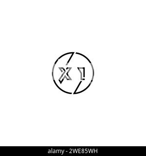 XI simple outline concept logo and circle of initial design black and white background Stock Vector