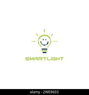Smart Light Logo. Lamp Smile Logo Design Stock Vector