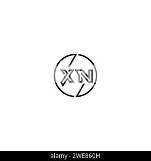 XN simple outline concept logo and circle of initial design black and white background Stock Vector