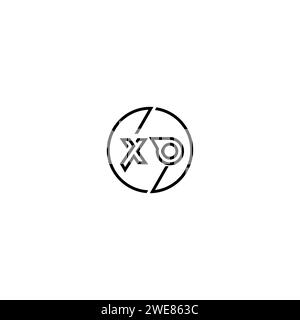 XO simple outline concept logo and circle of initial design black and white background Stock Vector