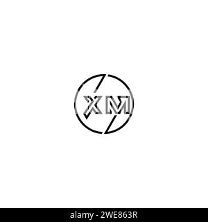 XM simple outline concept logo and circle of initial design black and white background Stock Vector