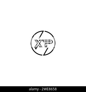 XP simple outline concept logo and circle of initial design black and white background Stock Vector