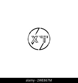 XT simple outline concept logo and circle of initial design black and white background Stock Vector