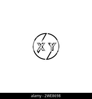 XY simple outline concept logo and circle of initial design black and white background Stock Vector