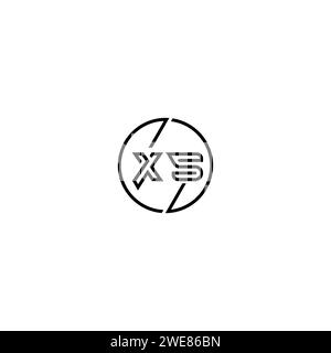 XS simple outline concept logo and circle of initial design black and white background Stock Vector