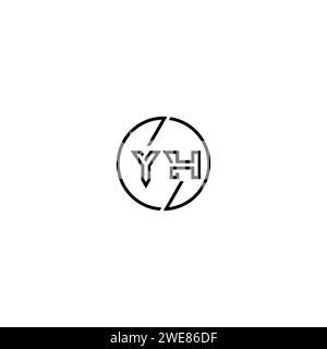 YH simple outline concept logo and circle of initial design black and white background Stock Vector