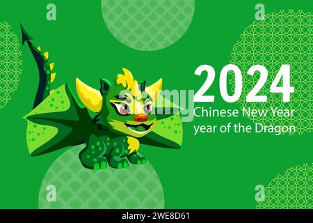 Chinese New Year of the Dragon 2024, greeting card Stock Vector