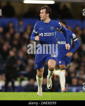 London, UK. 23rd Jan, 2024. Ben Chilwell (C) at the Chelsea v Middlesbrough EFL Cup Semi-Final 2nd leg match, at Stamford Bridge, London, UK on 23rd January, 2024. Credit: Paul Marriott/Alamy Live News Stock Photo