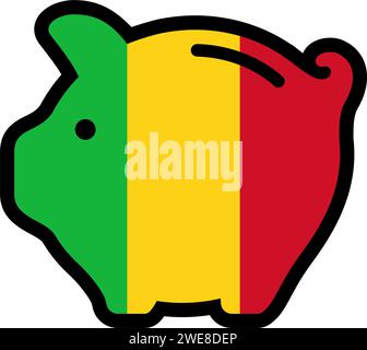 Flag of Mali, piggy bank icon, vector symbol. Stock Vector