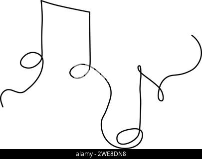 One continuous line drawing of musical notes. Minimalist music symbol or logo. Musical concept. Vector illustration Stock Vector