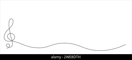 Treble clef continuous line drawing. Minimalist logo. Linear key music note symbol. Vector illustration Stock Vector