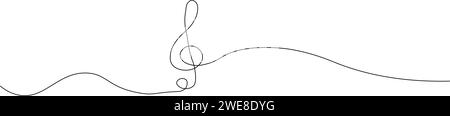 Treble clef continuous line drawing. Minimalist logo. Linear key music note symbol. Vector illustration Stock Vector