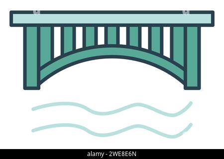 Bridge icon. icon related to river crossings and pathways. flat line icon style. element illustration Stock Vector