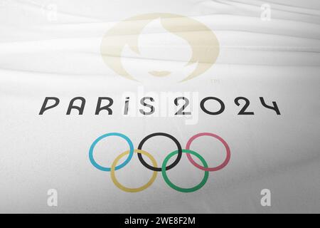 Top View Of Flag Of French Olympics Games 2024 With Grunge Plane   Top View Of Flag Of French Olympics Games 2024 With Grunge Plane Design Layout Official Logo Of Sog 2024 In Paris 2we8f2m 