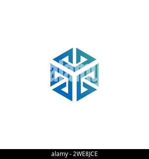 D Hexagon logo. Hexagon Icon Logo Stock Vector