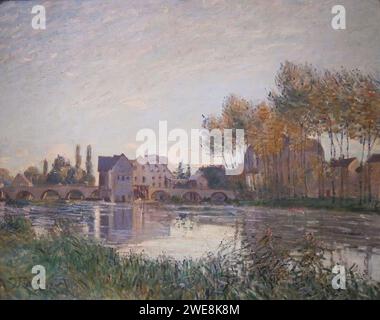 Alfred Sisley (1839-1899) - Moret au coucher du soleil Stock Photo