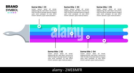Infographic template with 5 options or steps. Paint brush. Can be used for workflow layout, diagram, banner, webdesign. Vector illustration Stock Vector