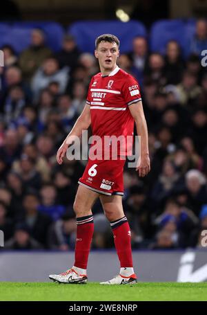 London, UK. 23rd Jan, 2024. Dael Fry of Middlesbrough during the Carabao Cup match at Stamford Bridge, London. Picture credit should read: David Klein/Sportimage Credit: Sportimage Ltd/Alamy Live News Stock Photo