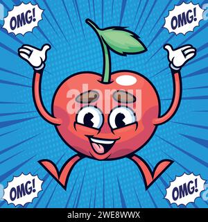 cute apricot cartoon pop art style vector image Stock Vector