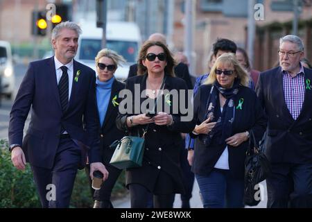 The family of Barnaby Webber, including parents David and Emma Webber, arriving at Nottingham Crown Court where Valdo Calocane will be sentenced for the manslaughter of Grace O'Malley-Kumar, Barnaby and Ian Coates, and the attempted murder of three others, in a spate of attacks in Nottingham on June 13 2023. Picture date: Wednesday January 24, 2024. Stock Photo