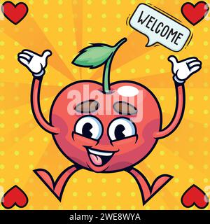 cute apricot cartoon pop art style vector image Stock Vector