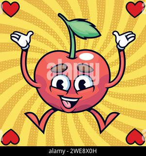 cute apricot cartoon pop art style vector image Stock Vector