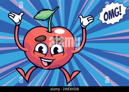 cute apricot cartoon pop art style vector image Stock Vector