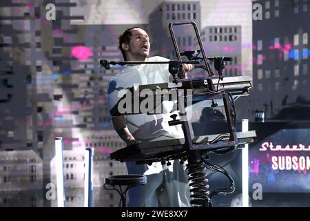 Milan, Italy. 18th Jan, 2024. Milan, TV broadcast 'Stasera c'è Cattelan' - Rai 2 - Subsonica - Boosta Credit: Independent Photo Agency/Alamy Live News Stock Photo