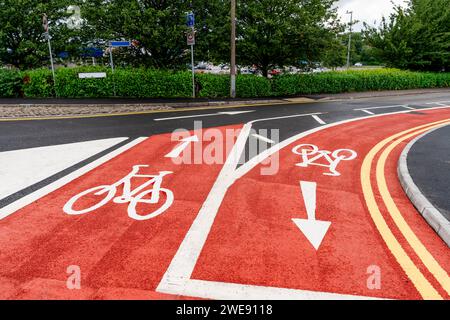 Red Bitumen Footpath New cycling path made of red asphalt as part of 10 minutes city ...