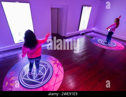 Somerset House, London, UK. 24th Jan, 2024. CUTE is the first major exhibition to examine the extraordinary power of cuteness, with works by over 50 contributors. Image: Sian Fan, Glimmer, 2023. Interactive installation. Credit: Malcolm Park/Alamy Live News Stock Photo