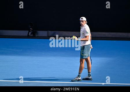 Paris, France. 22nd Jan, 2024. Arthur Cazaux of France during the Australian Open 2024, Grand Slam tennis tournament on January 22, 2024 at Melbourne Park in Melbourne, Australia. Credit: Victor Joly/Alamy Live News Stock Photo