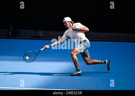 Paris, France. 22nd Jan, 2024. Arthur Cazaux of France during the Australian Open 2024, Grand Slam tennis tournament on January 22, 2024 at Melbourne Park in Melbourne, Australia. Credit: Victor Joly/Alamy Live News Stock Photo