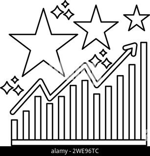 Exclusive benefits icon black and white infographic grow up with arrow and stars Stock Vector