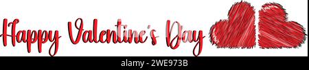 Happy Valentine's Day With Two Red Love Stock Vector