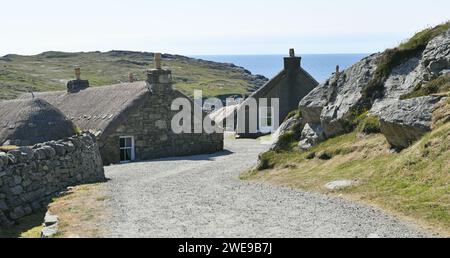 Na Geàrrannan Blackhouse Village near Carloway, Isle of Lewis, Scotland Stock Photo