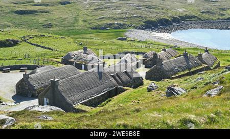 Na Geàrrannan Blackhouse Village near Carloway, Isle of Lewis, Scotland Stock Photo