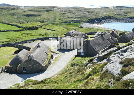 Na Geàrrannan Blackhouse Village near Carloway, Isle of Lewis, Scotland Stock Photo