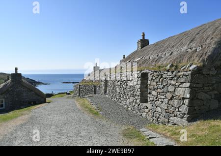 Na Geàrrannan Blackhouse Village near Carloway, Isle of Lewis, Scotland Stock Photo