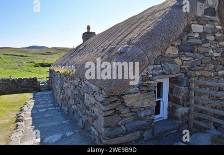 Na Geàrrannan Blackhouse Village near Carloway, Isle of Lewis, Scotland Stock Photo