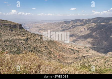 View over landscape of Simien Mountains National park, Ethiopia Stock Photo