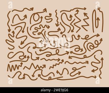 Hand drawn decorative retro vintage arrows vector set illustration Stock Vector