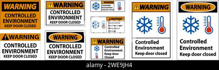 Warning Sign, Controlled Environment Keep Door Closed Stock Vector