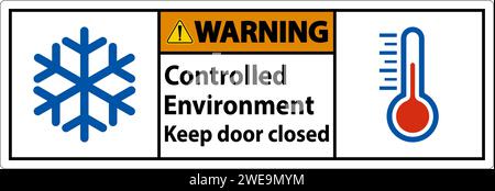 Warning Sign, Controlled Environment Keep Door Closed Stock Vector