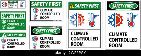 Door Safety First Sign, Keep Doors Closed, Climate Controlled Room Stock Vector