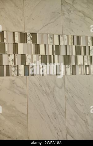 Luxury Marble and Mosaic Tile Wall, Modern Interior Design Stock Photo