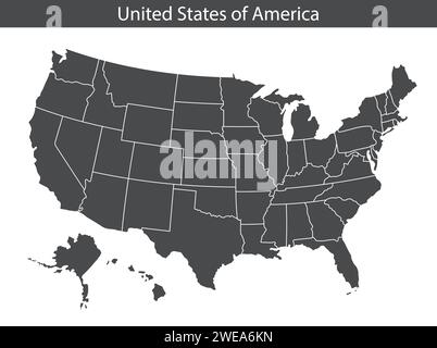 USA map isolated on white background. Vector illustration. Stock Vector