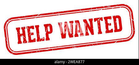 help wanted stamp. help wanted rectangular stamp isolated on white background Stock Vector