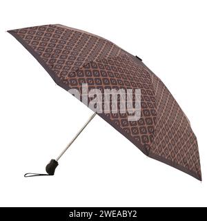 Opened umbrella isolated on white background with clipping path. Umbrella with handle for mock up. copy space, design template for mock-up, branding Stock Photo